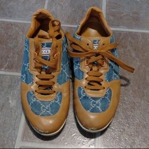 Gucci monogram denim sneakers size 38.5